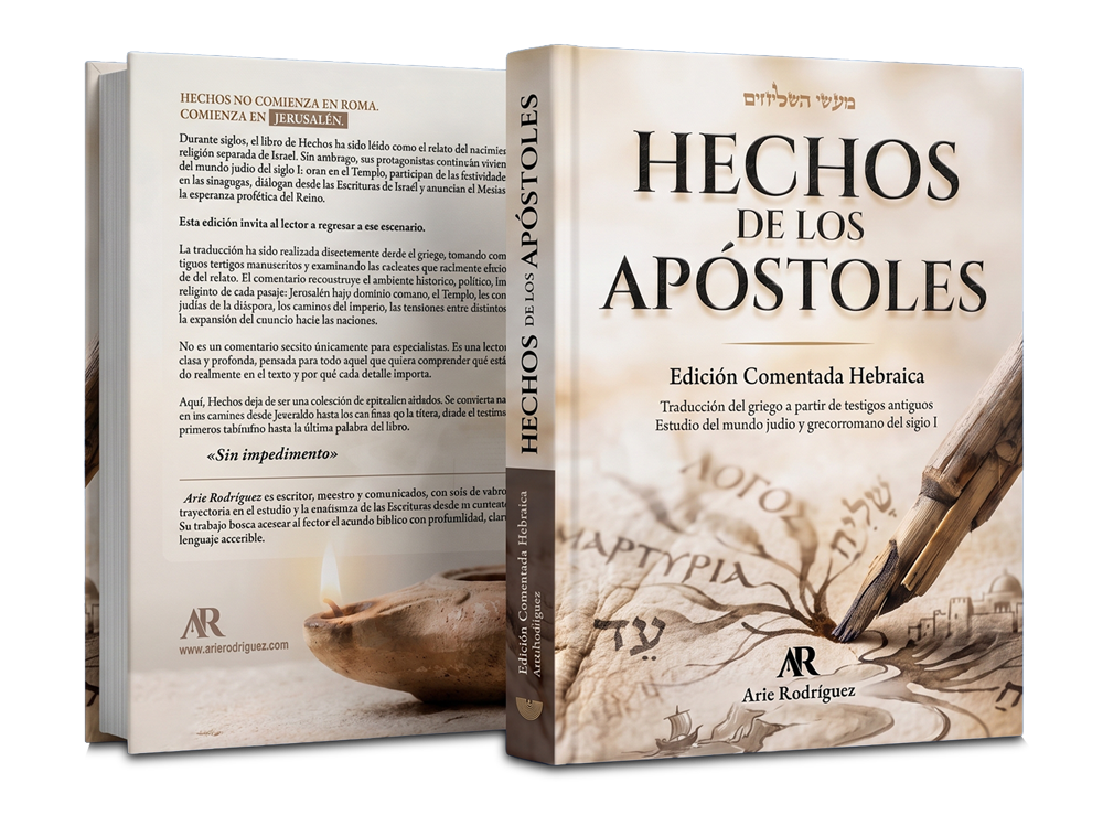 Vista frontal y posterior de Hechos de los Apóstoles