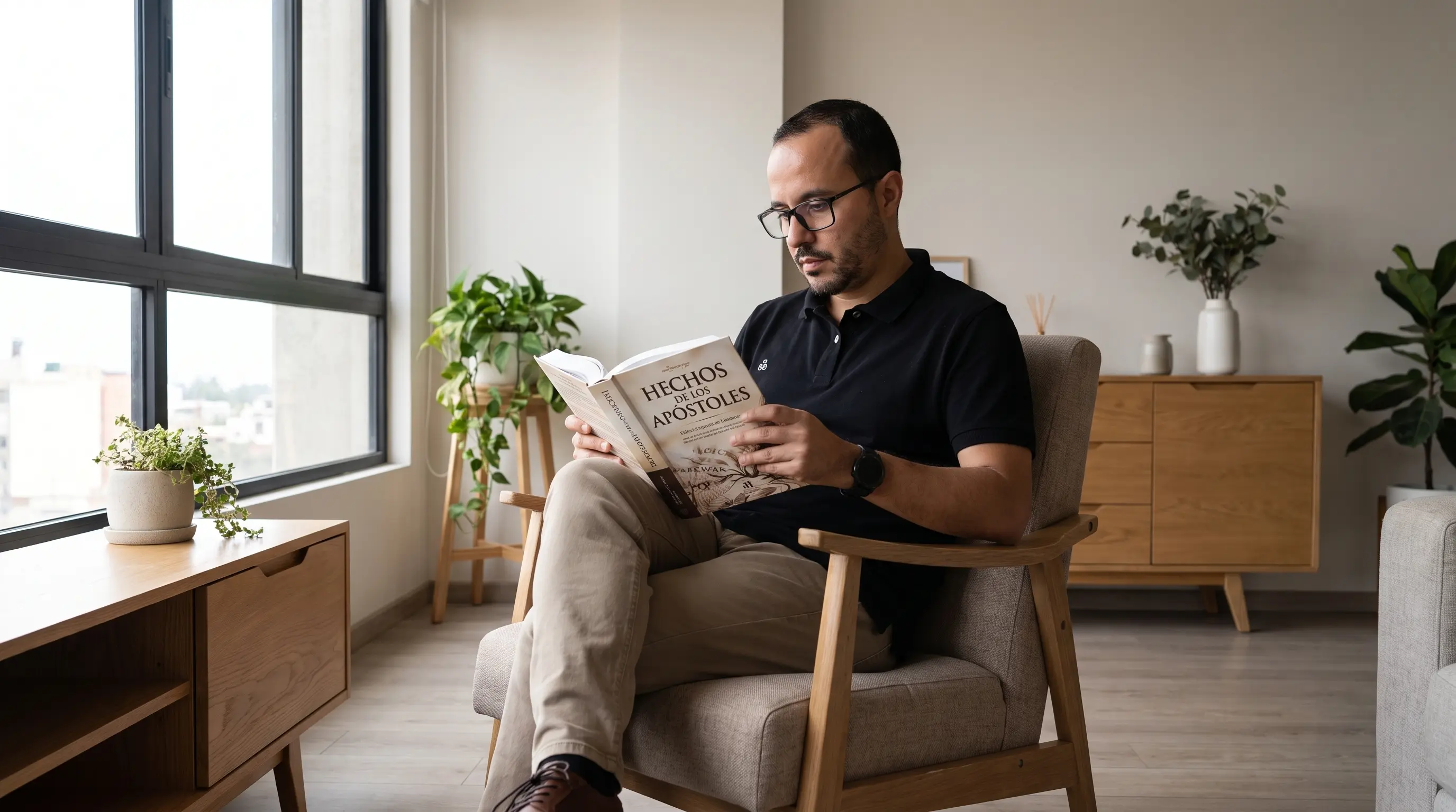 Arie Rodríguez leyendo Hechos de los Apóstoles