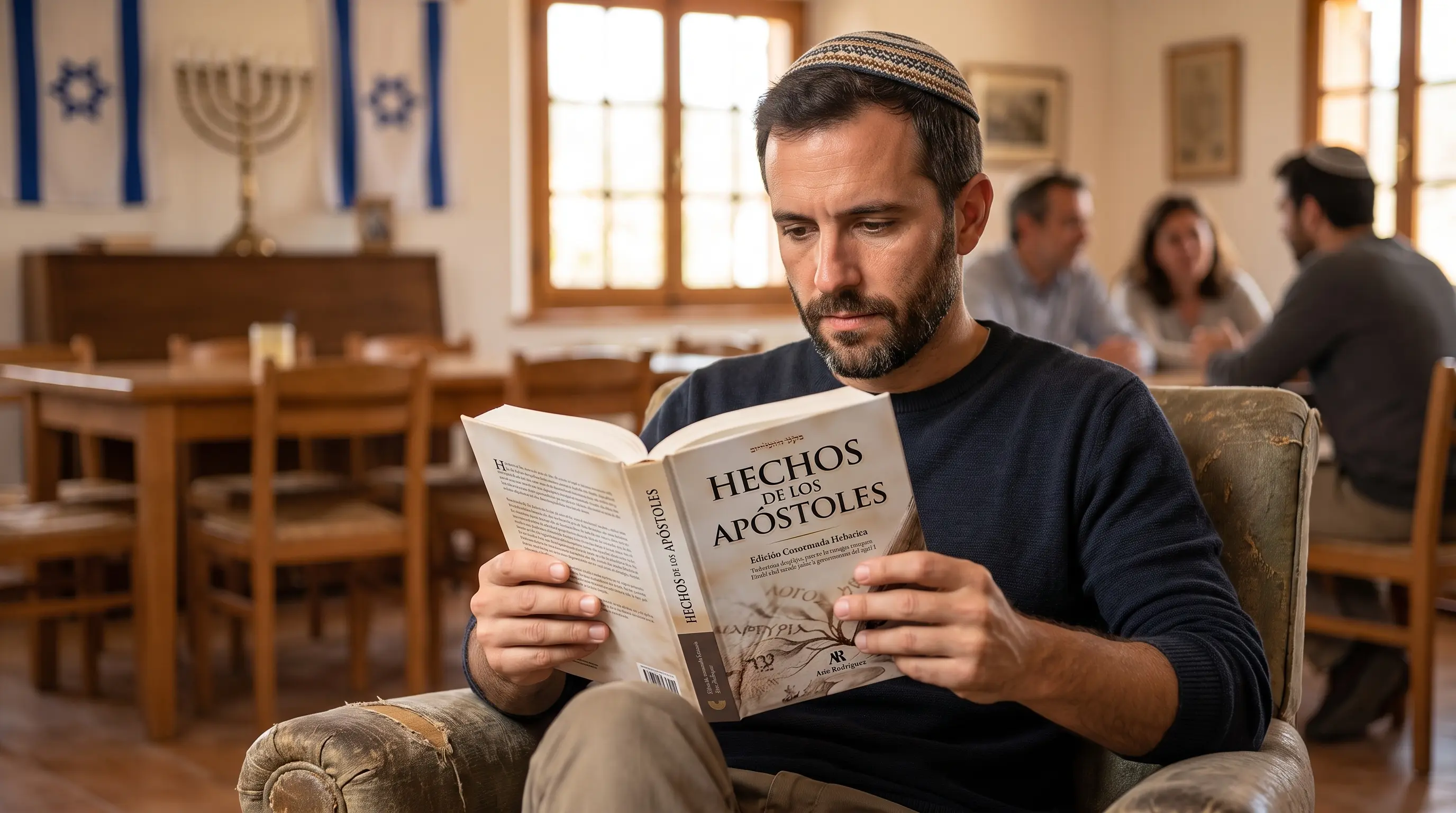 Hombre leyendo Hechos de los Apóstoles
